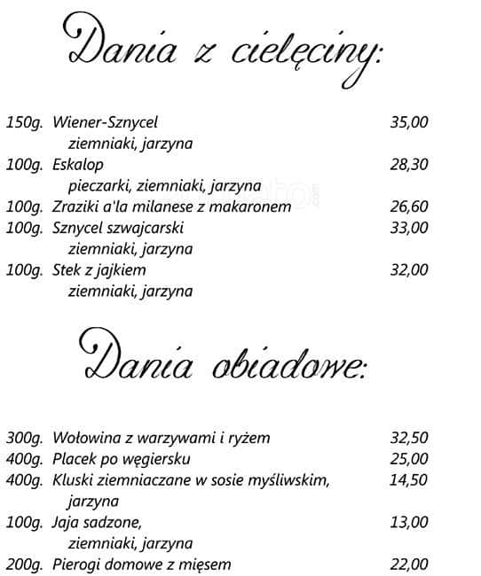 Centaur menu
