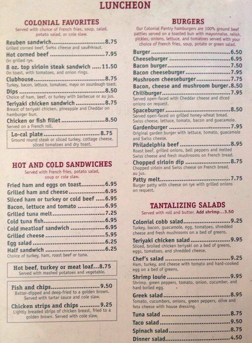 Menu at Colonial Pantry Restaurant, Edmonds, Firdale Ave