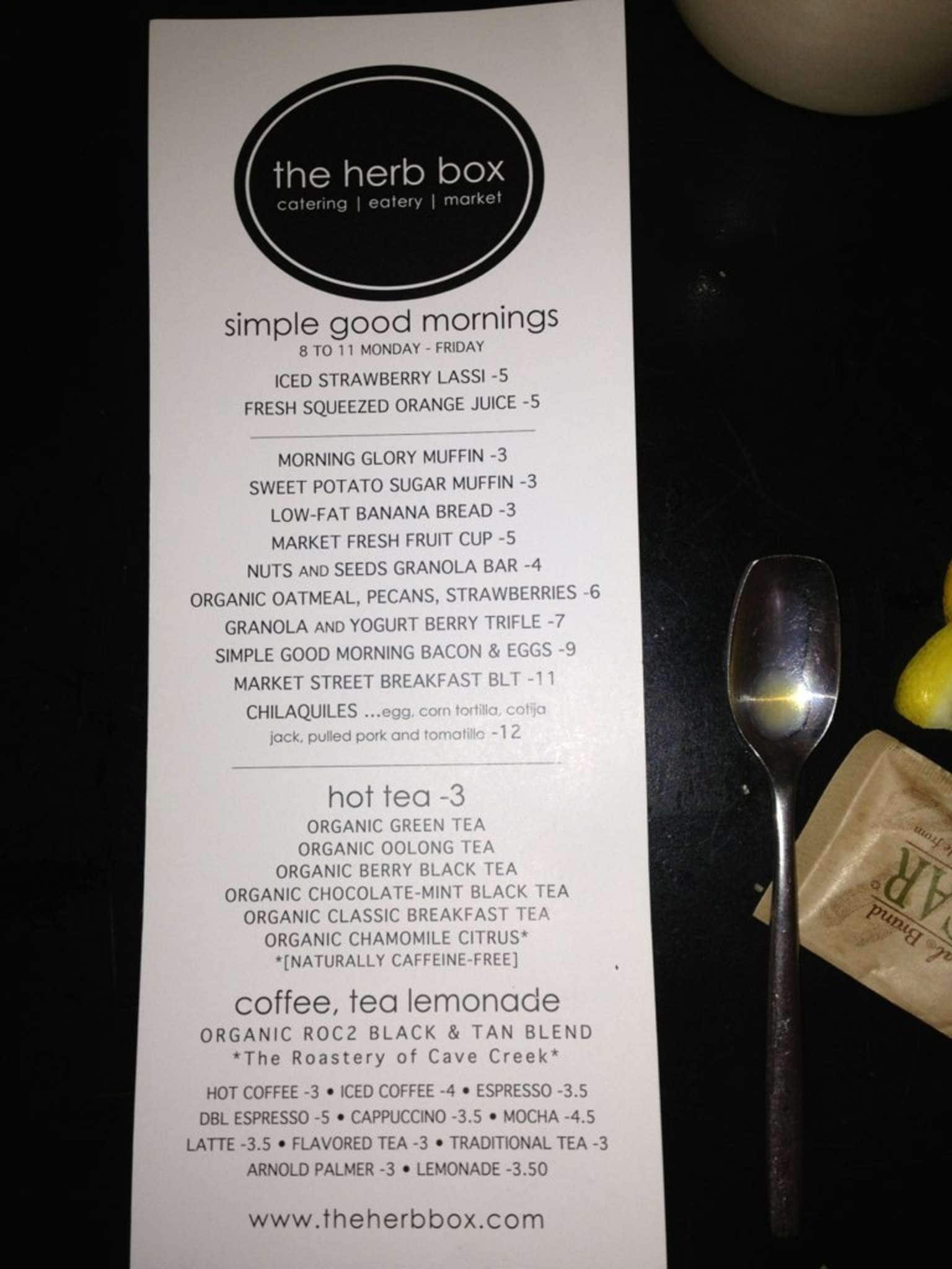 Menu of The Herb Box, Old Town Scottsdale, Scottsdale