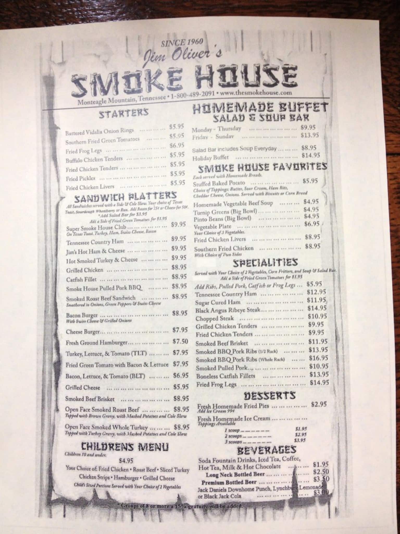 Jim Oliver's Smoke House Restaurant Menu Urbanspoon/Zomato