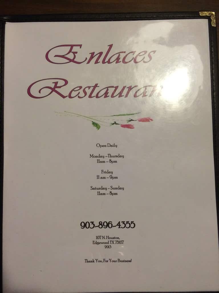 Menu at Enlaces Restaurant Tex Mex, Wills Point