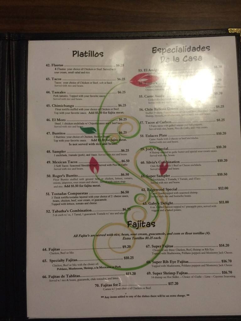 Menu at Enlaces Restaurant Tex Mex, Wills Point