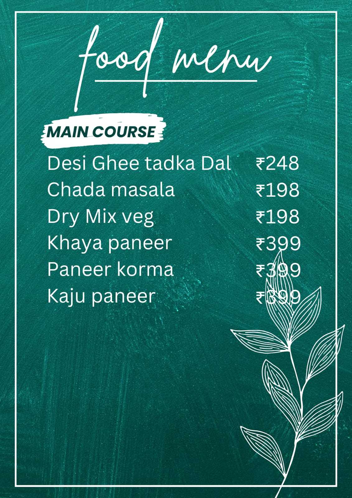 Menu of Punjabi Tadka, Malakpet, Hyderabad