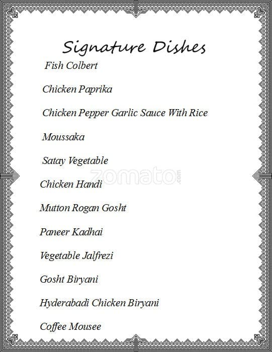 Menu of Tangerine Cafe The Retreat, Marve, Mumbai