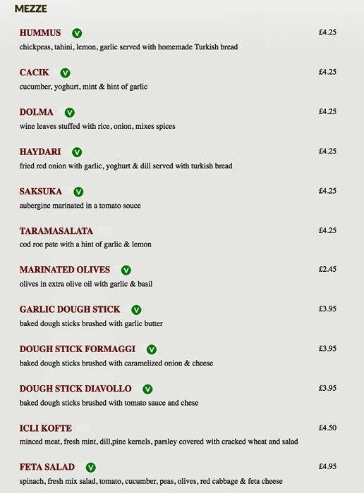 Menu at Pizza House pizzeria, London, 100A Pitshanger Lane