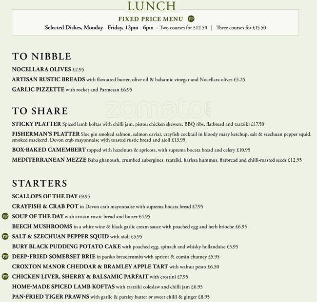 The Orange Tree Menu Menu For The Orange Tree Whetstone London