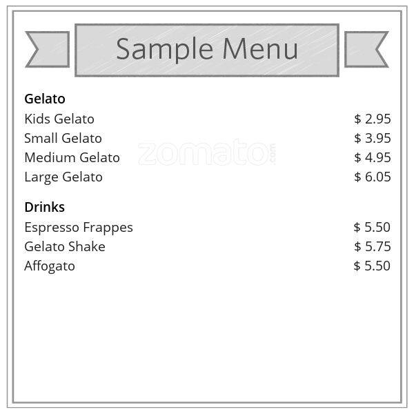 Menu at La Casa Del Gelato Divino cafe, Oakville