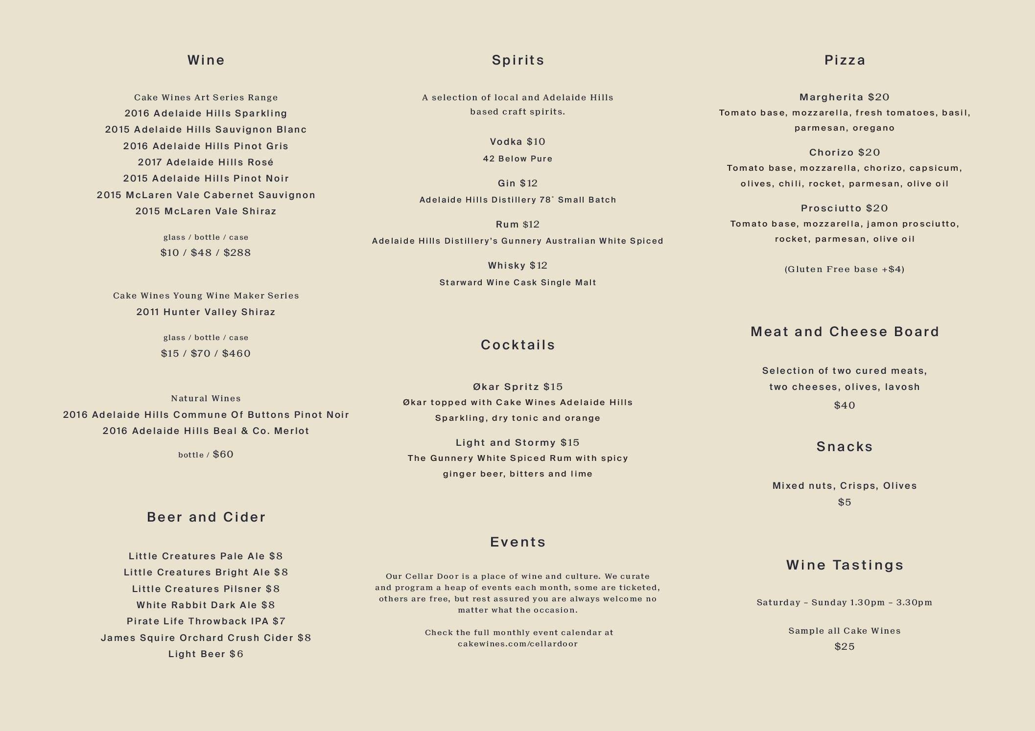 Cellar Door Menu, Menu for Cellar Door, Redfern, Sydney Urbanspoon/Zomato