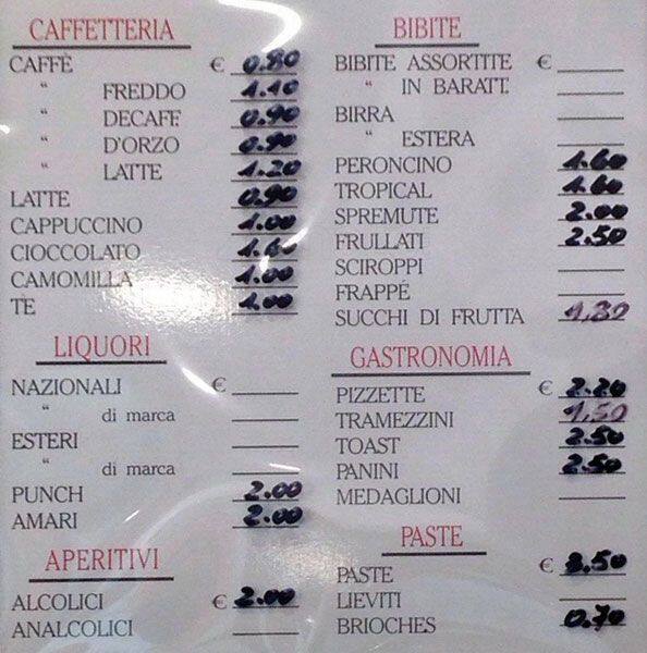 Menu di House Music Caffè 