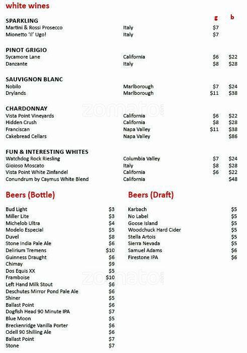 Midpoint Bar + Eatery menu