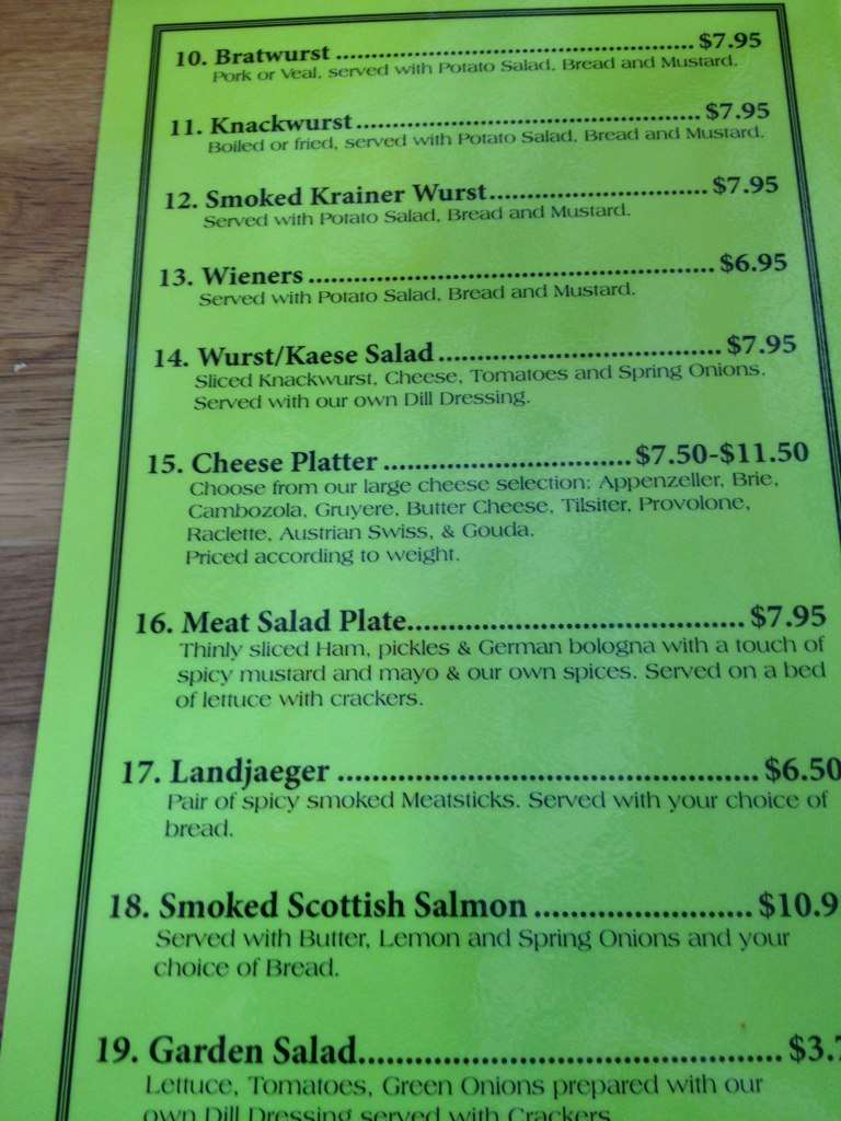 Menu at Deli Korner restaurant, Spartanburg