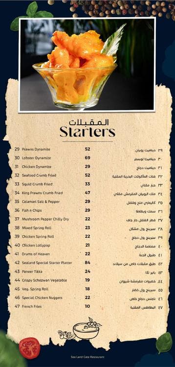 Menu Of Sealand Restaurant, Al Majaz, Sharjah