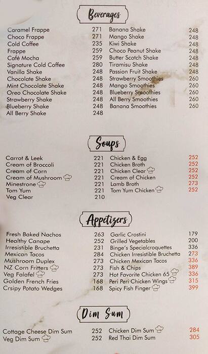 binge menu
