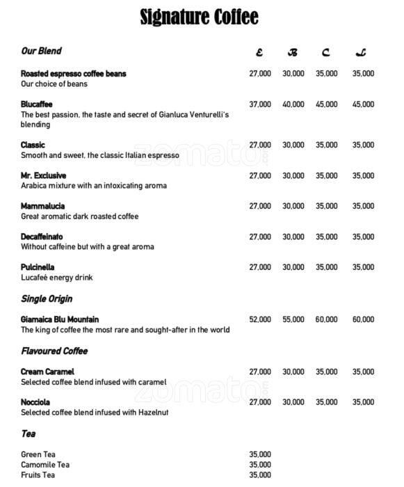 Menu at That's Amore Pizza Bakery Coffee Shop, South Jakarta