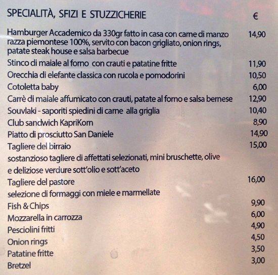 Menu di Kaprikorn 