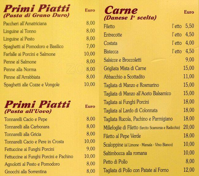 Menu di La badia 