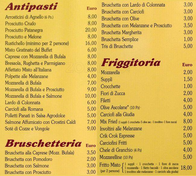 Menu di La badia 