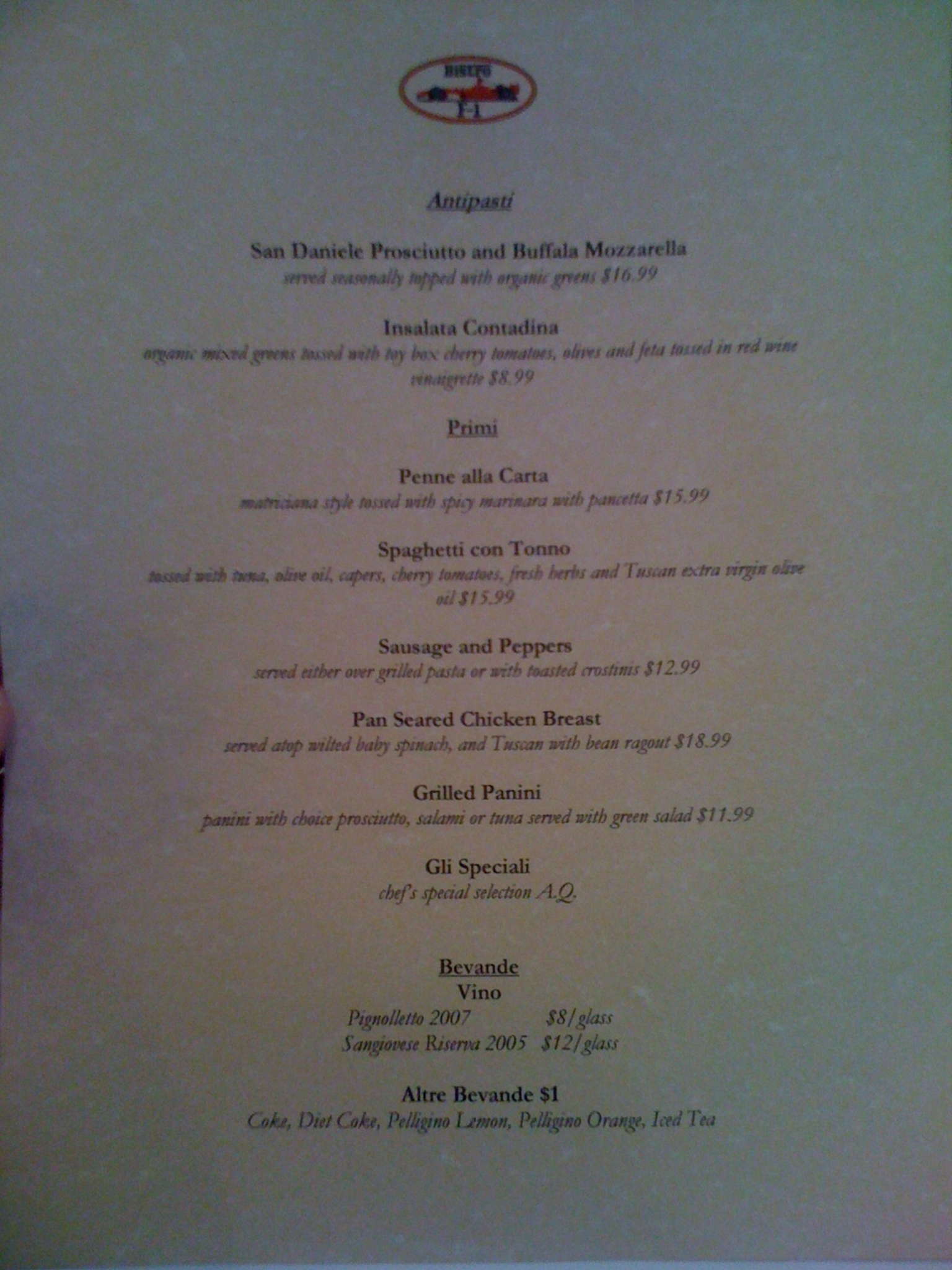 Bistro F1 Menu, Menu for Bistro F1, Redwood City, Redwood City