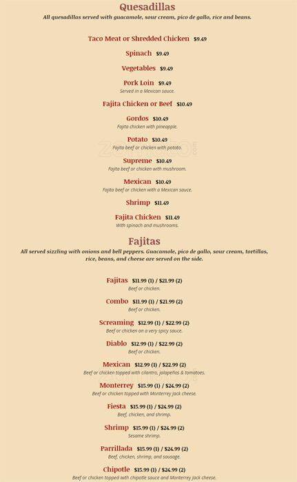 Rio Bravo Fine Cuisine menu