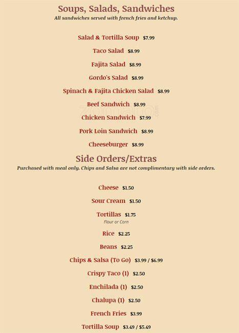 Rio Bravo Fine Cuisine menu