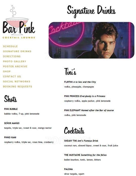 Bar Pink Menu, Menu for Bar Pink, North Park, San Diego Urbanspoon/Zomato