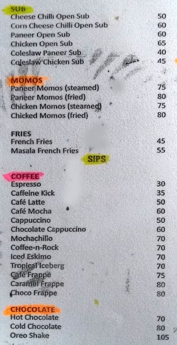 Cookies menu