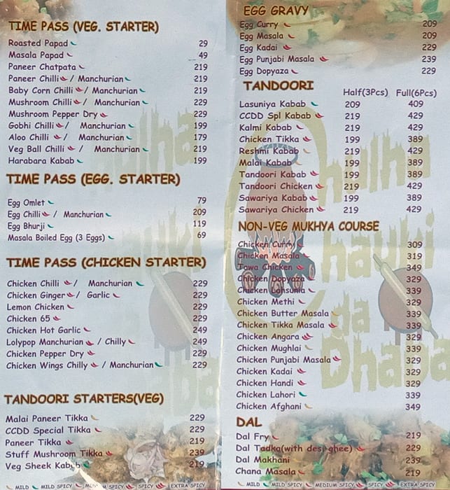 Chulha Chauki Da Dhaba menu