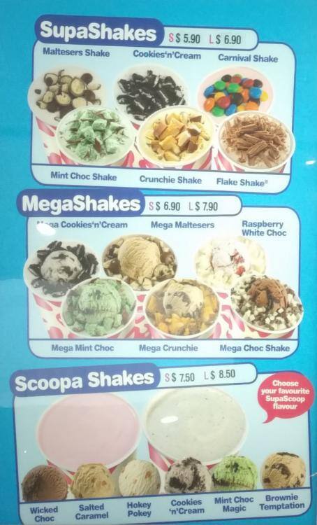 Menu at Wendy's Supa Sundaes desserts, Auckland, Westfield Albany