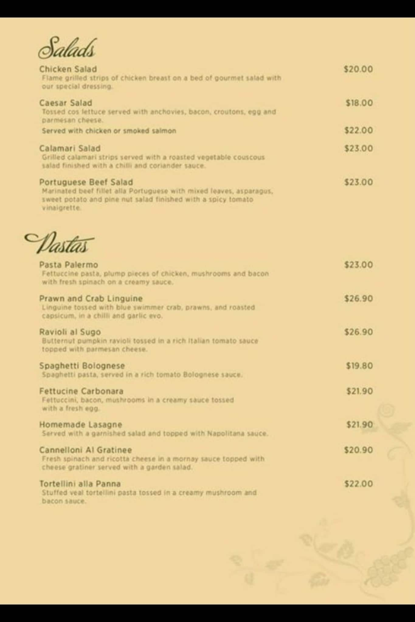 Menu at Oscars Restaurant, Ellenbrook, The Promenade Shop 2b