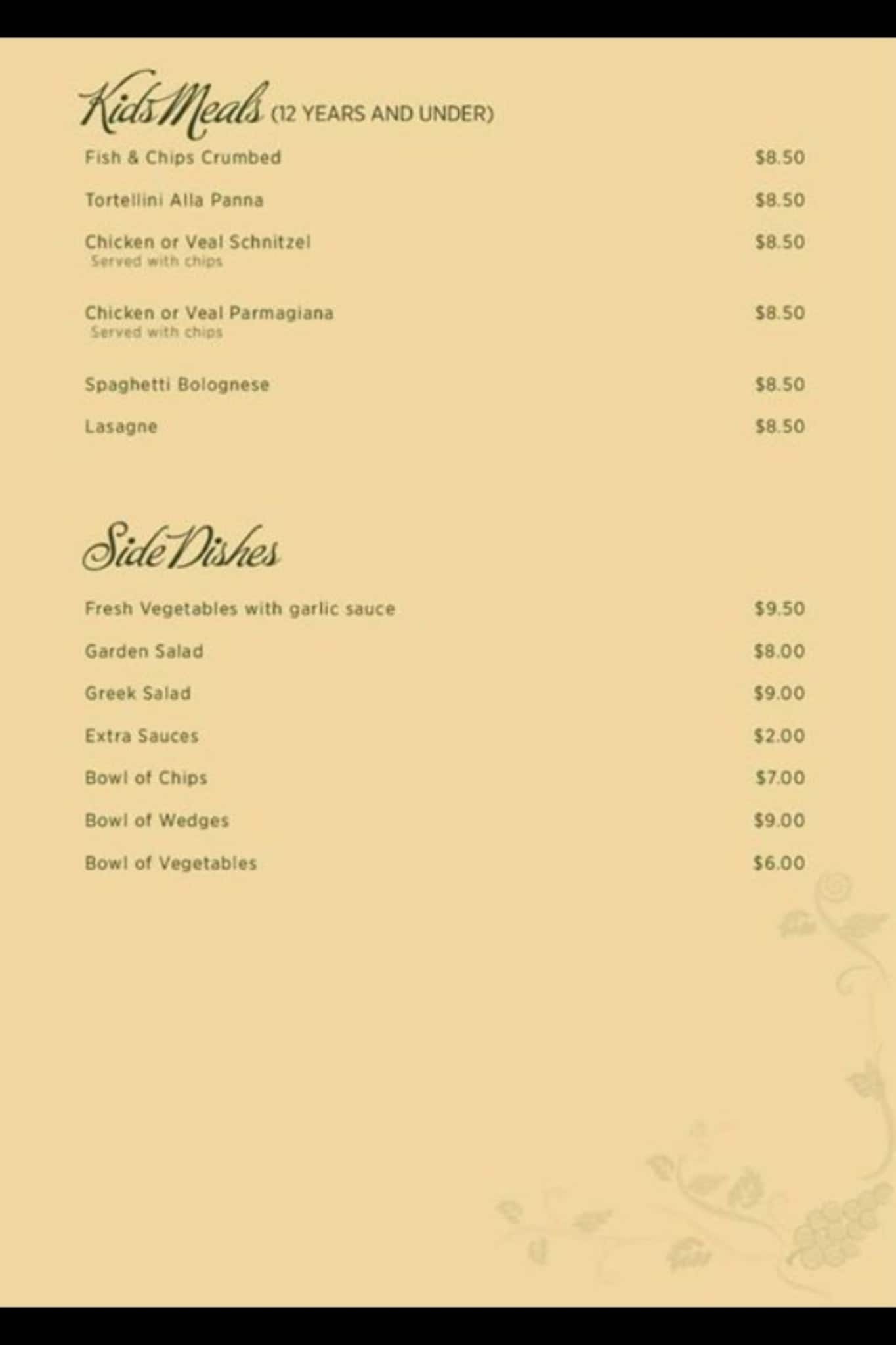 Menu at Oscars Restaurant, Ellenbrook, The Promenade Shop 2b