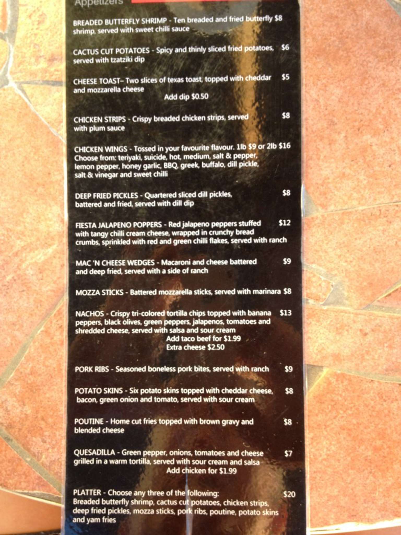 Menu at Coasters Bar & Grill Ltd, Calgary