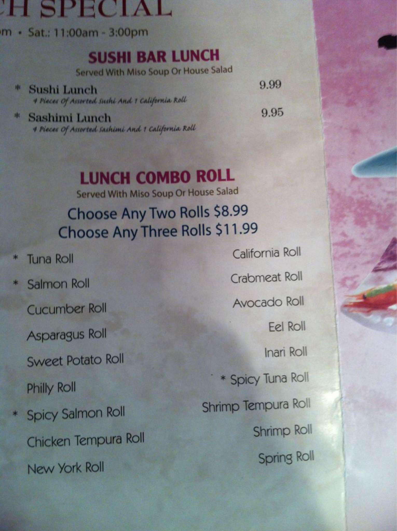 Menu At Fuji Japanese Steakhouse Fort Smith