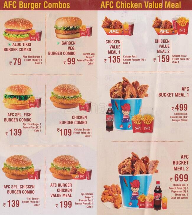 Afc American Fried Chicken Menu Zomato