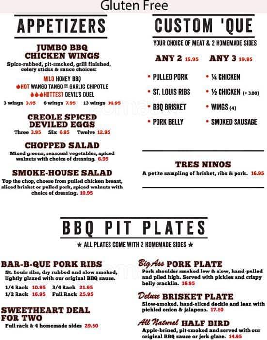 dinosaur bbq menu