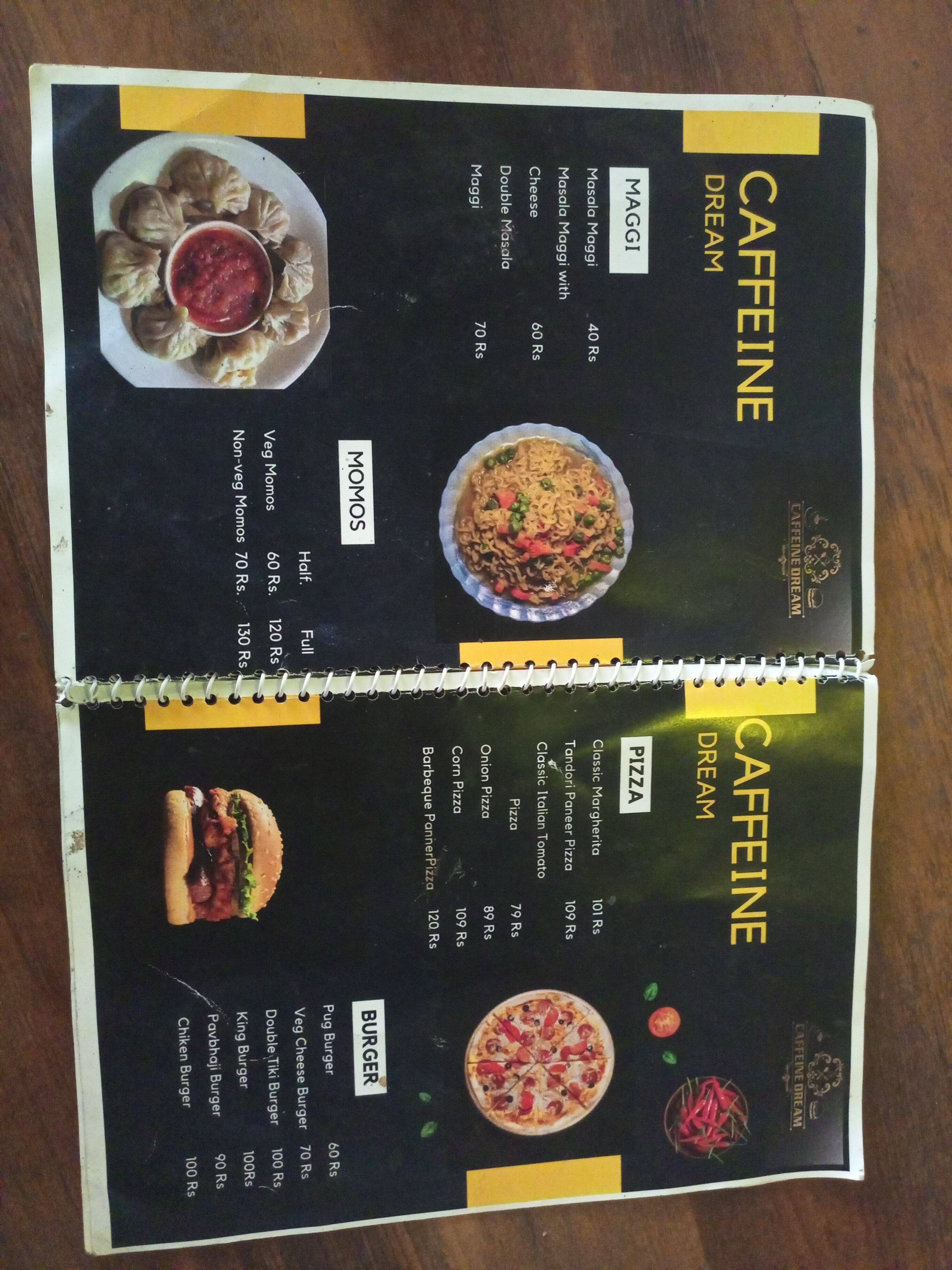 Menu of Caffeine Dream, Narhe, Pune