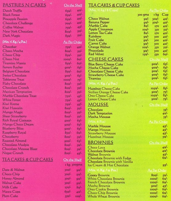 Golden Crust menu