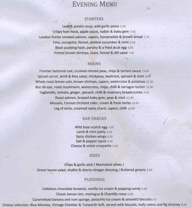 Menu at The Hand & Flower, Olympia pub & bar, London, 1 Hammersmith Rd