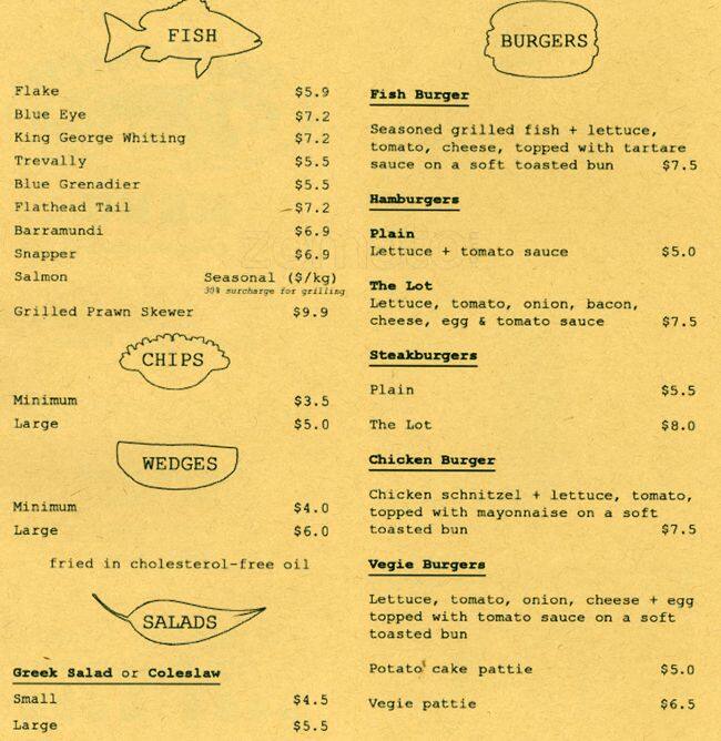 Daily Catch Fish and Chips Menu Urbanspoon/Zomato