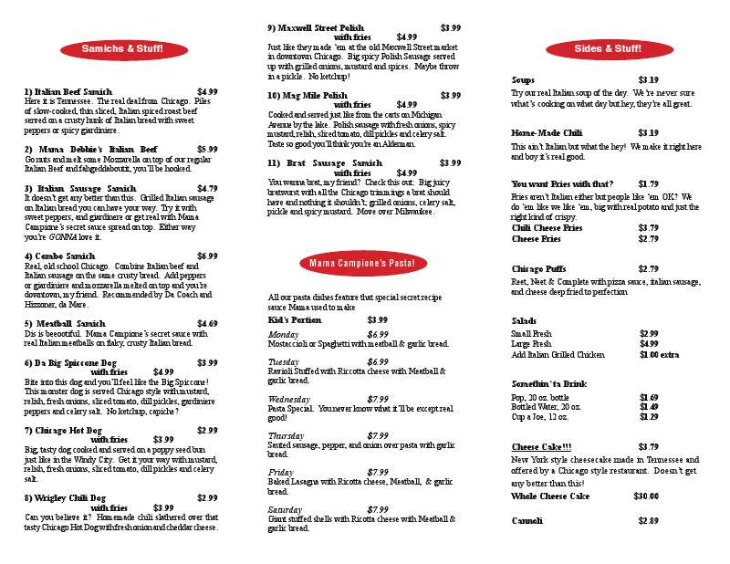 Menu At Campione s Taste Of Chicago Restaurant Gallatin menu-at-campione-s-taste-of-chicago-restaurant-gallatin