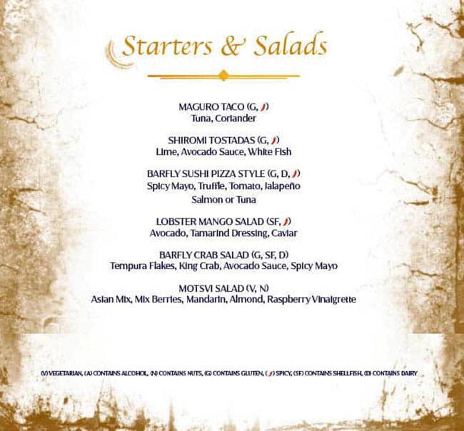 Menu of Barfly By Buddha Bar Dubai, Palm Jumeirah, Dubai