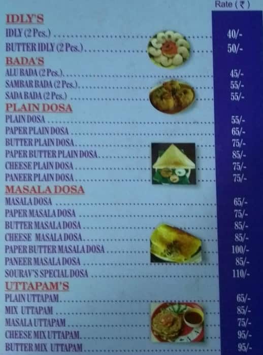 Souravs Restaurant menu