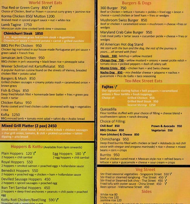 Streat360 Menu, Menu for Streat360, Cinnamon Gardens, Colombo 07 ...