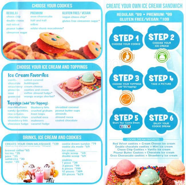 Cookie Dream Menu, Menu for Cookie Dream, Mall of Asia Complex (MOA