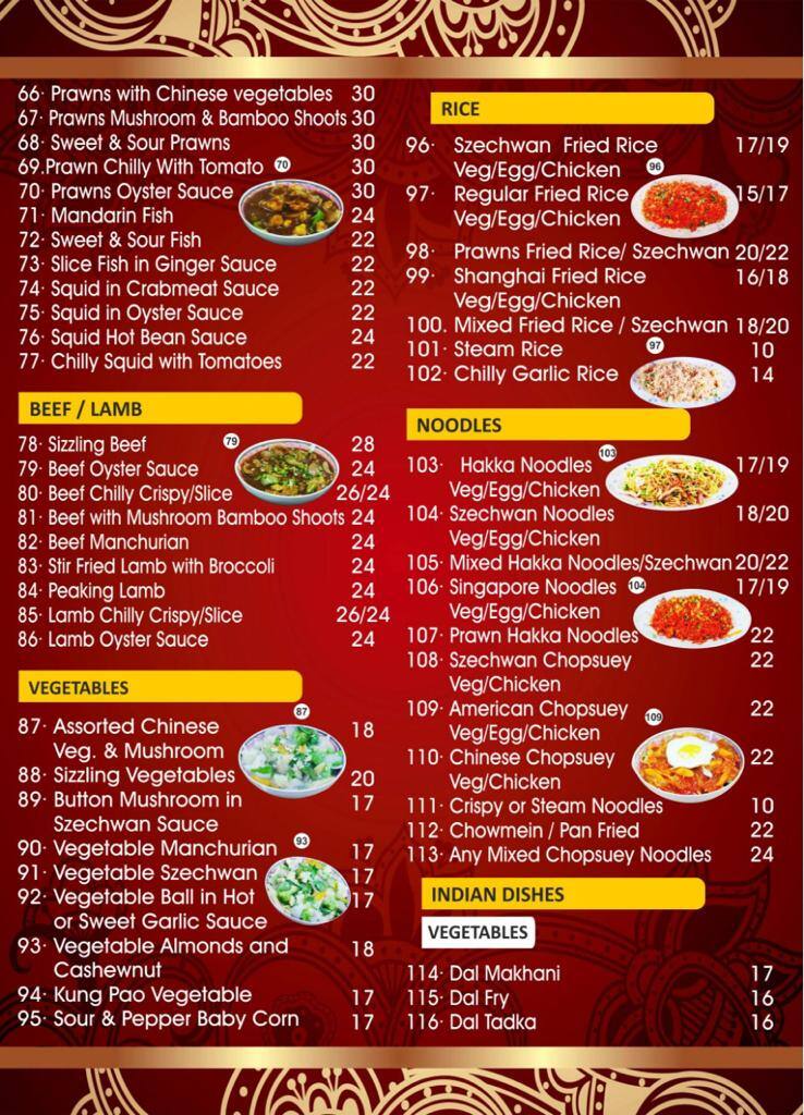 China Town Restaurant Menu Menu For China Town Restaurant Al Bustan Ajman