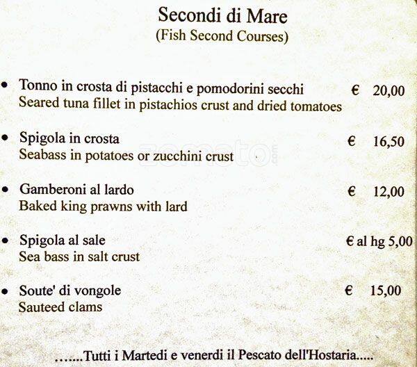 Menu di Hostaria Po 