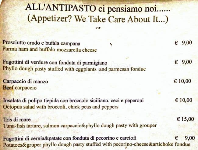 Menu di Hostaria Po 