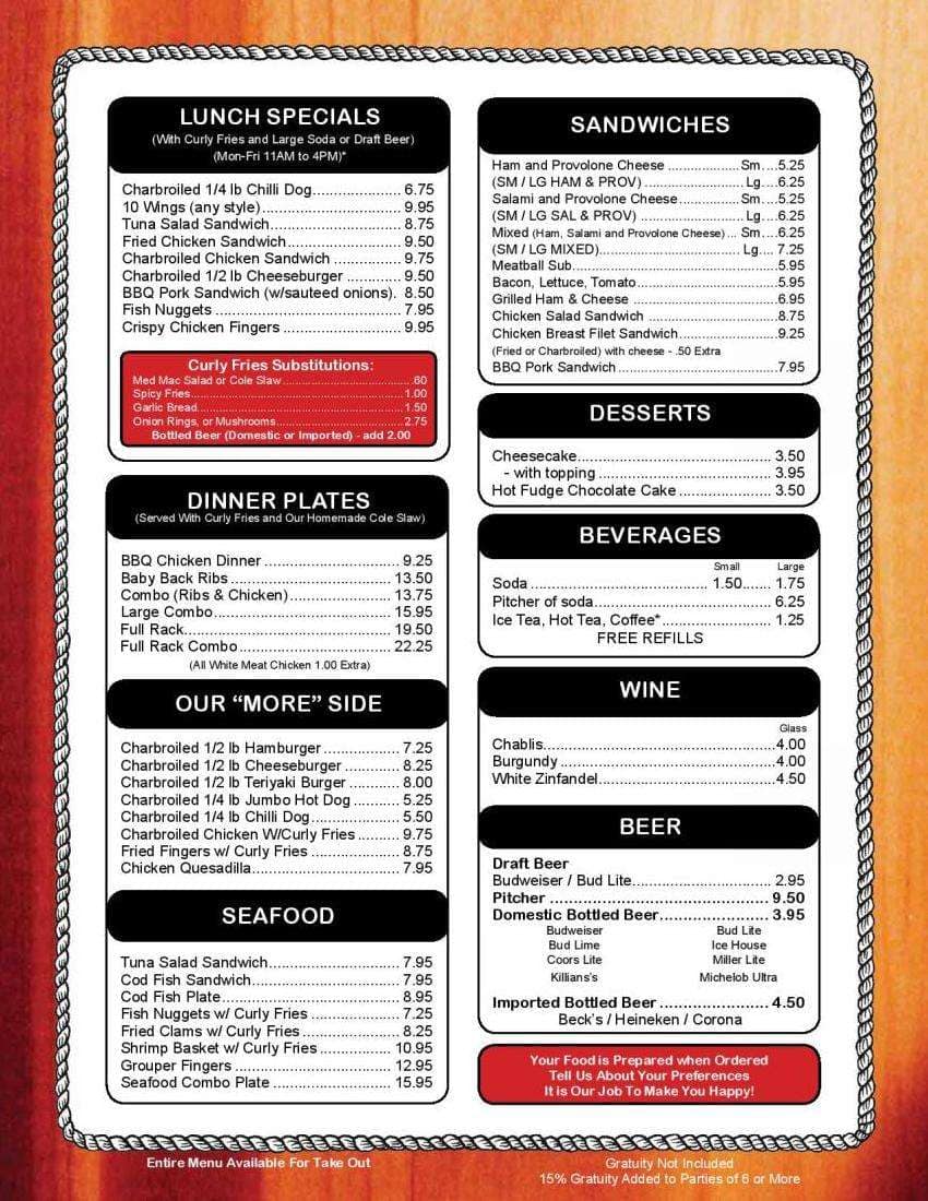 Wings & More Menu, Menu untuk Wings & More, Fort Lauderdale, Miami