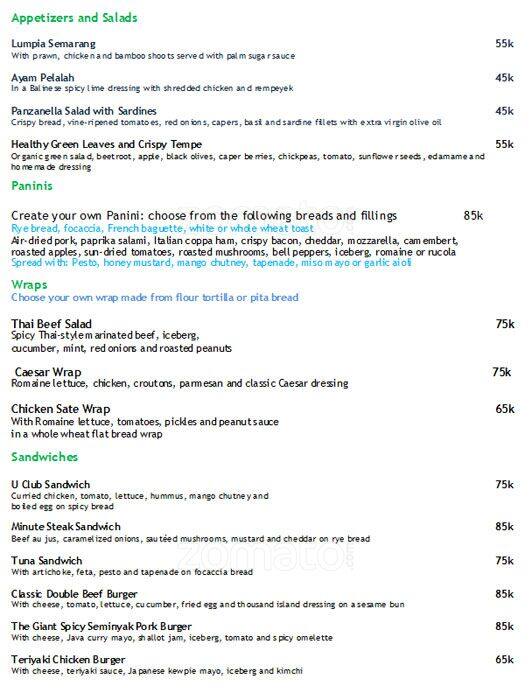 Rooftop Pool Bar U Paasha Hotel Menu Zomato Indonesia