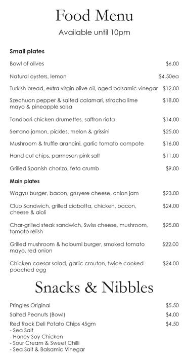 Carta de Duxton Grill