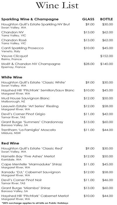 Carta de Duxton Grill